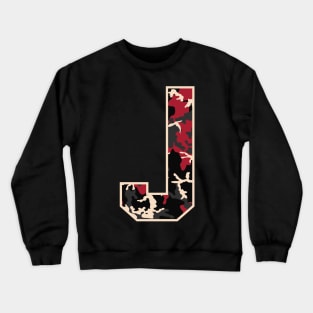 Initial Capital Letter J Camo Alphabet Gift Women Men Boys Girls Crewneck Sweatshirt